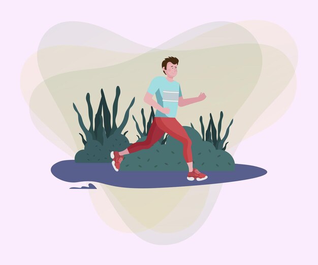 Ilustración vectorial de un deportista corriendo una maratón