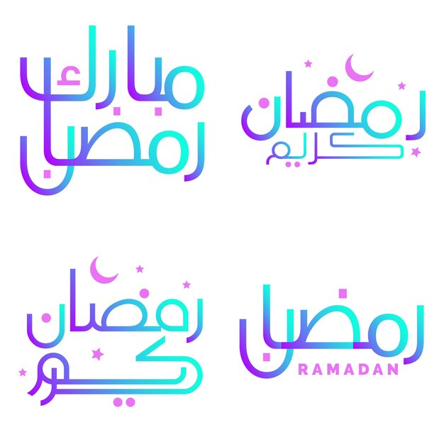 Ilustración vectorial de los deseos de Ramadán Kareem degradados con elegante tipografía árabe