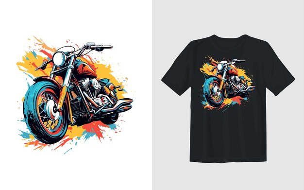 Vector gratuito ilustración vectorial de dibujos animados de motocicleta de tierra extrema diseño de camiseta de motociclista