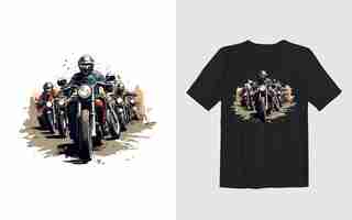 Vector gratuito ilustración vectorial de dibujos animados de motocicleta de tierra extrema diseño de camiseta de motociclista