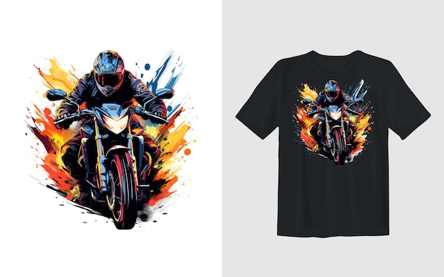 Vector gratuito ilustración vectorial de dibujos animados de motocicleta de tierra extrema diseño de camiseta de motociclista