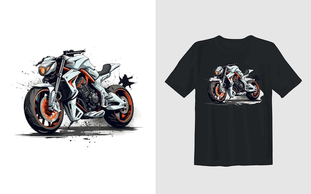 Vector gratuito ilustración vectorial de dibujos animados de motocicleta de tierra extrema diseño de camiseta de motociclista