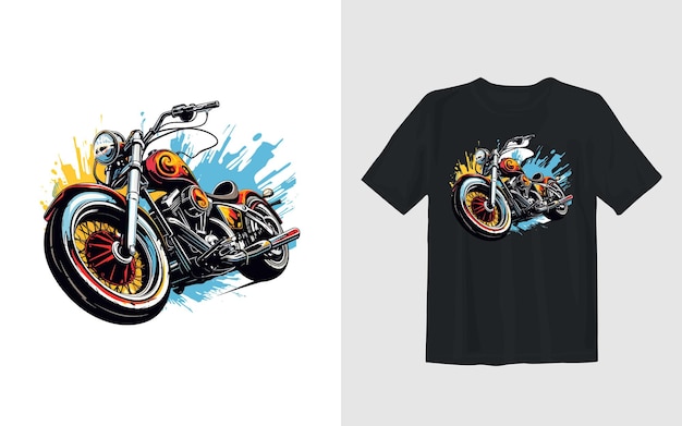 Vector gratuito ilustración vectorial de dibujos animados de motocicleta de tierra extrema diseño de camiseta de motociclista