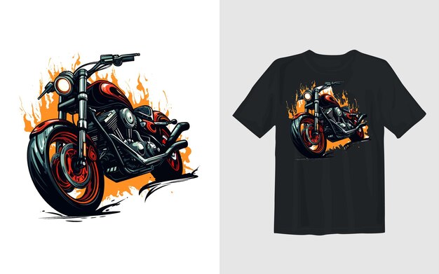 Vector gratuito ilustración vectorial de dibujos animados de motocicleta de tierra extrema diseño de camiseta de motociclista