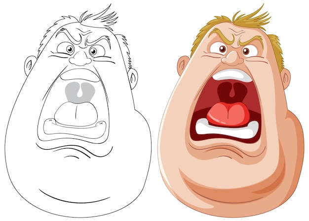 Ilustración vectorial de la expresión de las caras enojadas