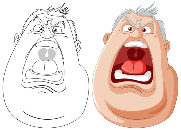 Ilustración vectorial de la expresión del hombre enojado