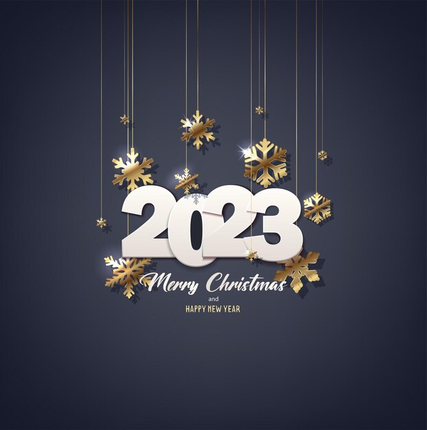 Ilustración vectorial Fondo de feliz Navidad y feliz año nuevo. Banner de saludo de vacaciones, un volante