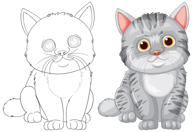 Ilustración vectorial de gatos muy bonita