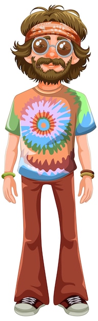 Ilustración vectorial del hombre hippie groovy