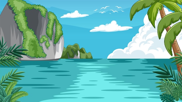 Vector gratuito ilustración vectorial de la isla del paraíso tropical