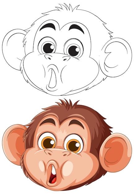 Ilustración vectorial juguetona de la cara del mono