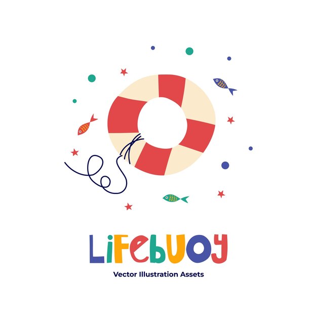Ilustración vectorial Lifebuoy activos planos de colores