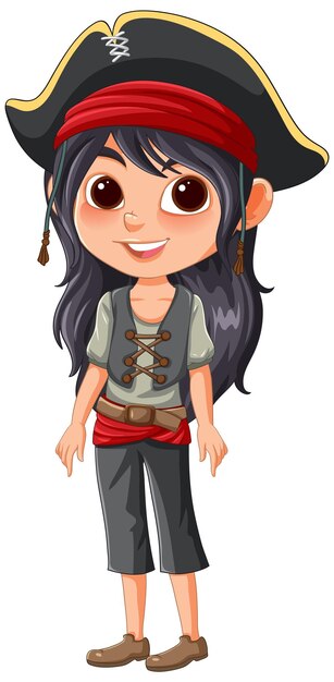 Ilustración vectorial de una linda chica pirata de dibujos animados