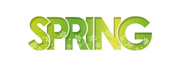 Ilustración vectorial de logotipo de primavera en relieve decorativo 3D aislado sobre un fondo blanco