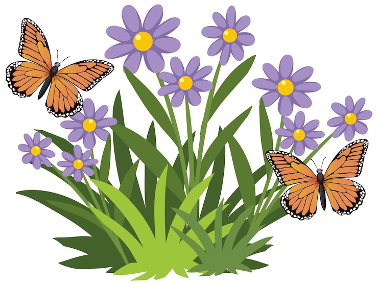 Vector gratuito ilustración vectorial de mariposas y flores