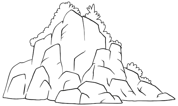 Ilustración vectorial monocromática de la montaña