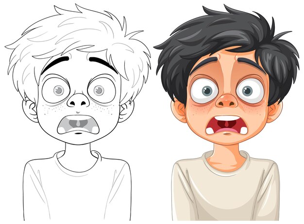 Ilustración vectorial del niño sorprendido