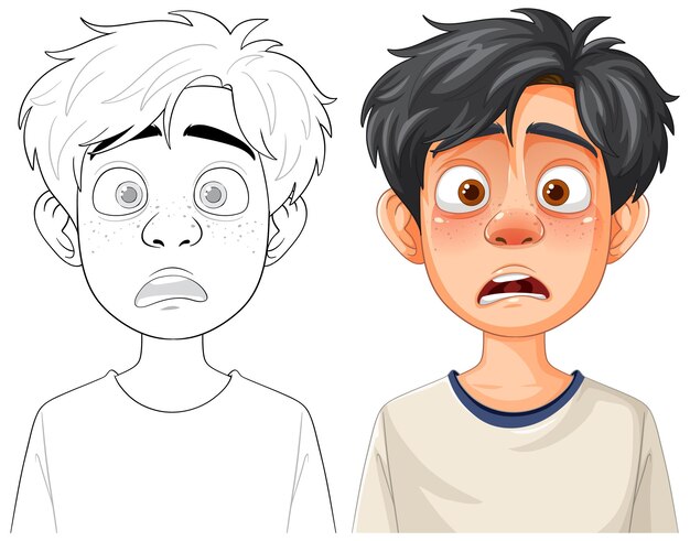 Ilustración vectorial del niño sorprendido