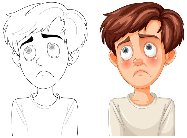 Ilustración vectorial del niño triste