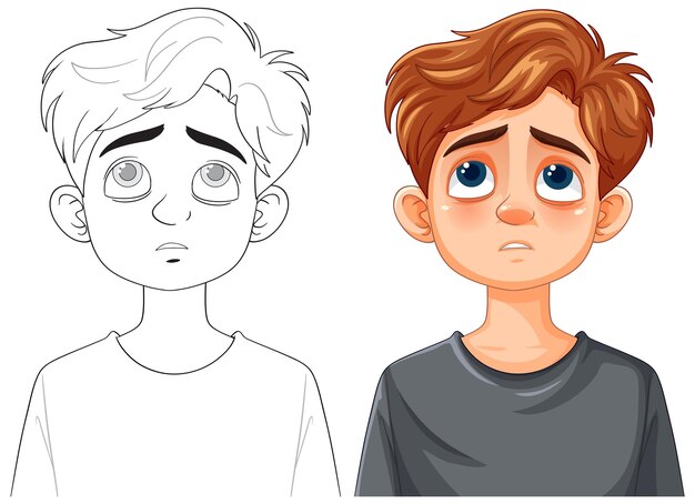 Ilustración vectorial del niño triste
