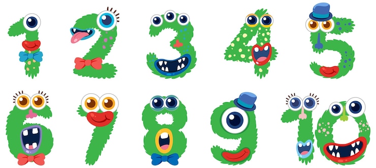Vector gratuito ilustración vectorial de números de monstruos lúdicos