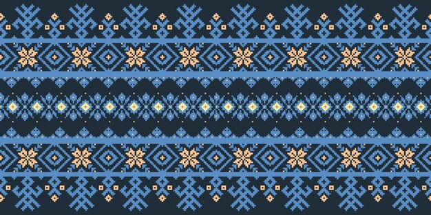 Ilustración vectorial de ornamento de patrones sin fisuras popular ucraniano Ornamento étnico Elemento de borde Patrón de bordado de punto de arte popular bielorruso ucraniano tradicional Vyshyvanka