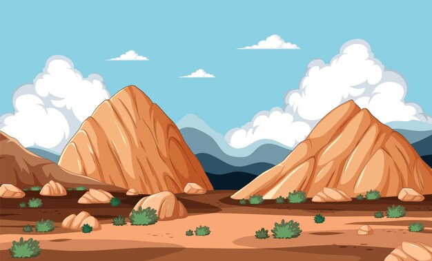 Ilustración vectorial del paisaje del desierto sereno
