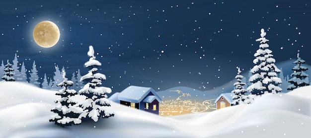 Ilustración vectorial de un paisaje de invierno.