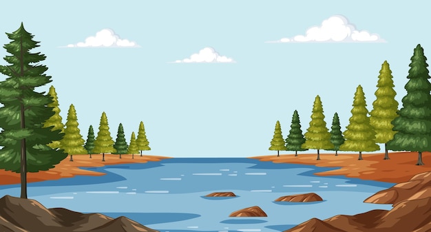Ilustración vectorial del paisaje del lago Serene