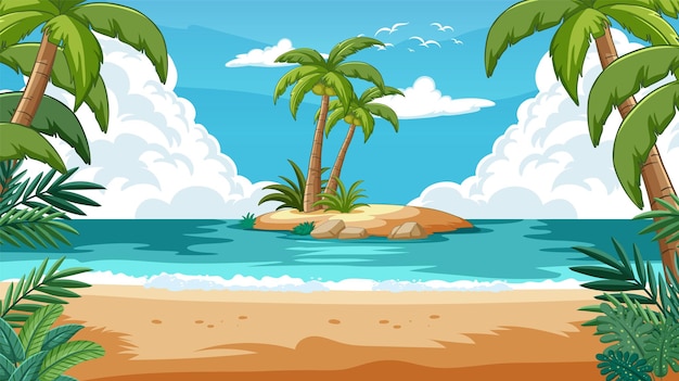 Ilustración vectorial del paraíso de la isla tropical
