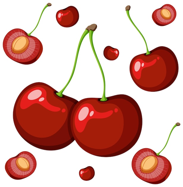 Ilustración vectorial de patrón de cereza sin costuras