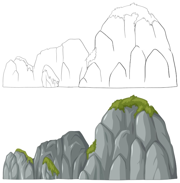 Ilustración vectorial de picos de montañas escarpadas