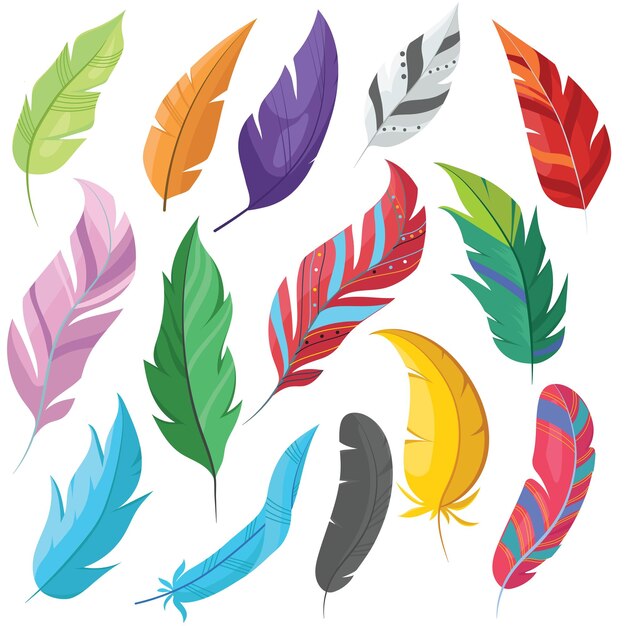 Ilustración vectorial plana del paquete de plumas de colores