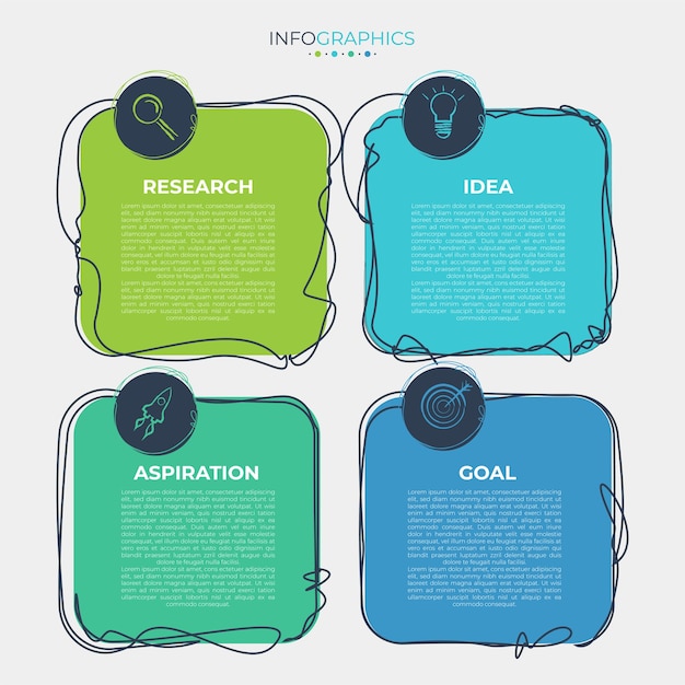 Ilustración vectorial Plantilla de diseño de infografía con iconos y 4 opciones o pasos.