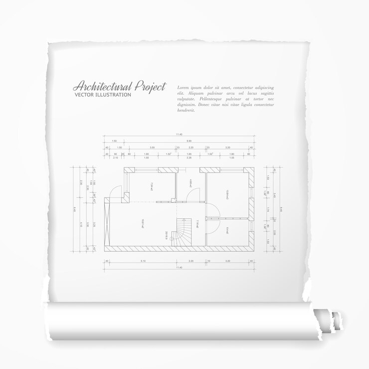 Ilustración vectorial de un proyecto arquitectónico. Concepto de construcción y renovación.