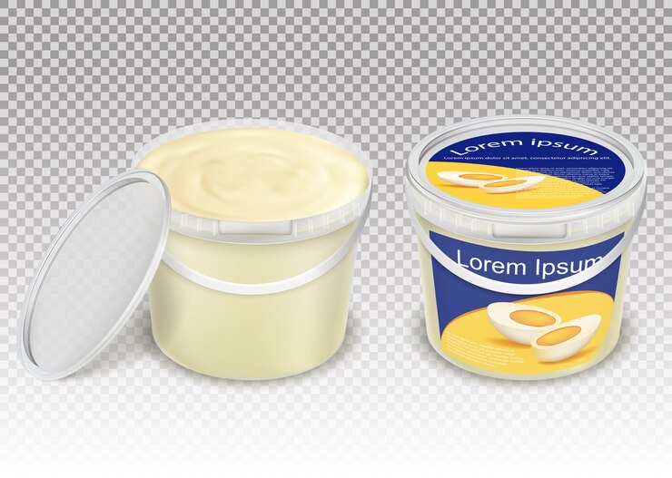 Vector gratuito ilustración vectorial realista de cubos transparentes de plástico con productos alimenticios