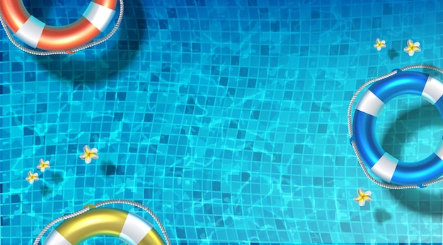 ilustración vectorial realista Fondo de verano Vista superior de la arena de la playa con aro salvavidas y sandalias w