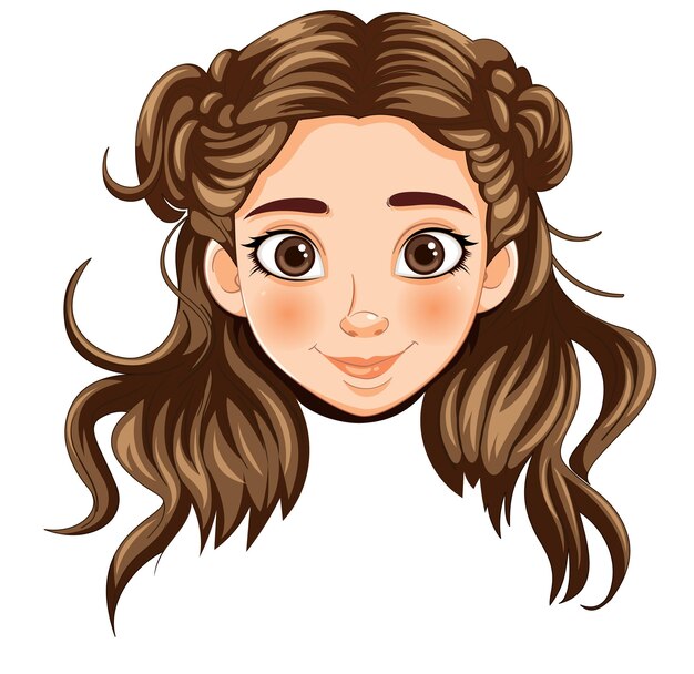 Ilustración vectorial de retrato de una niña sonriente
