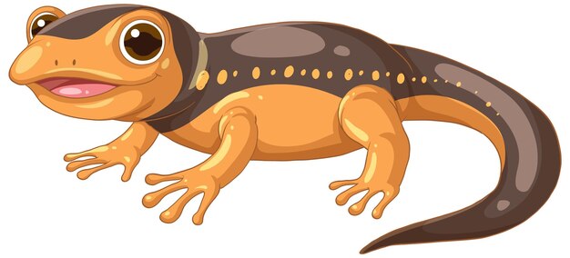 Ilustración vectorial de salamandra colorida con una expresión lúdica