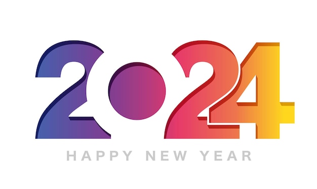 Ilustración vectorial del símbolo de felicitación del año nuevo 2024 aislado en un fondo blanco
