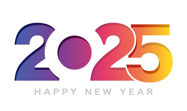 Ilustración vectorial del símbolo de felicitación de Año Nuevo 2025 aislado en un fondo blanco