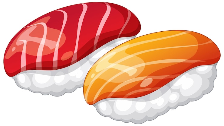 Vector gratuito ilustración vectorial de sushi nigiri de colores