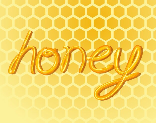Ilustración vectorial con temas de miel con hexágonos