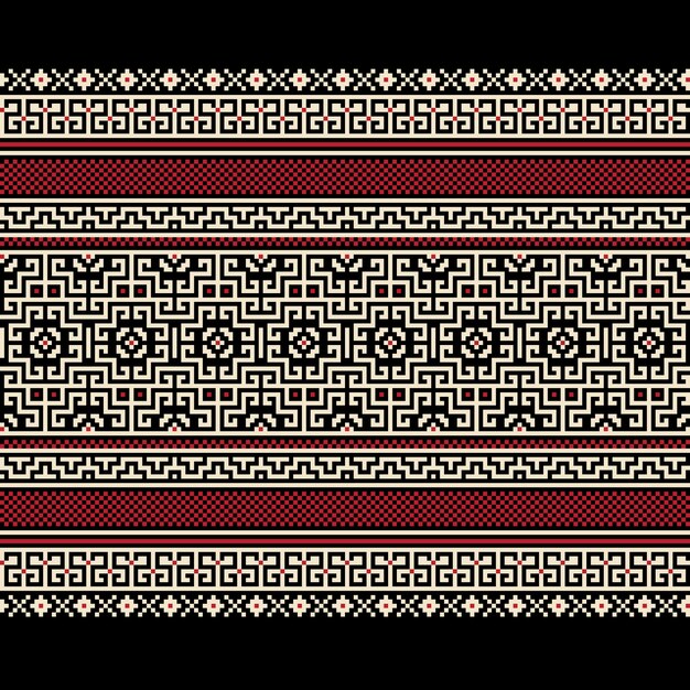 Ilustración vectorial de ucraniano folk patrón transparente ornamento. Ornamento étnico. Elemento de borde. Tradicional ucraniano, arte popular bielorruso patrón de punto de bordado - Vyshyvanka