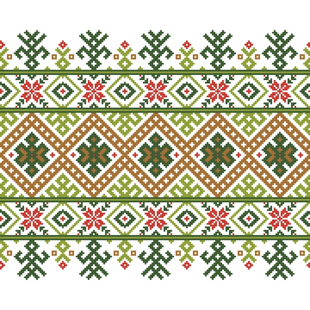 Ilustración vectorial de ucraniano folk patrón transparente ornamento. ornamento étnico. elemento de borde. tradicional ucraniano, arte popular bielorruso patrón de punto de bordado - vyshyvanka