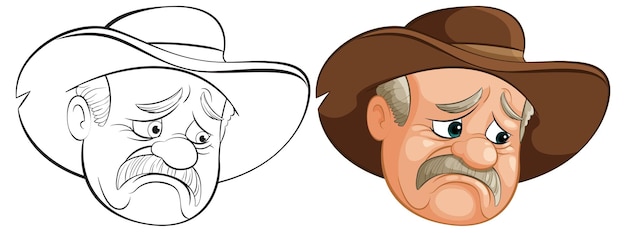 Vector gratuito ilustración vectorial del vaquero triste