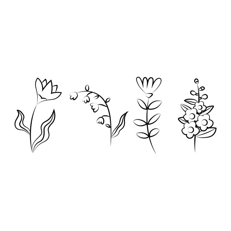 Vector gratuito ilustración vectorización conjunto artístico de líneas florales