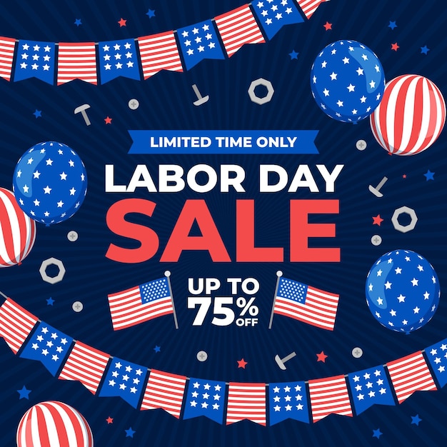 Ilustración de venta de día del trabajo plano