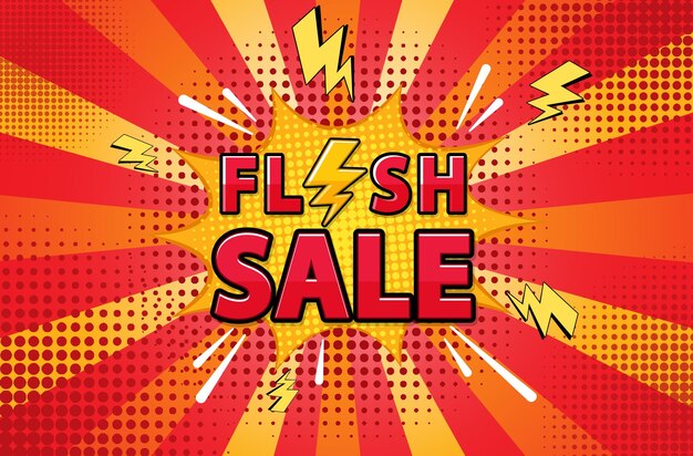 Ilustración de venta flash de estilo cómic retro