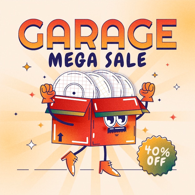 Ilustración de venta de garaje degradado